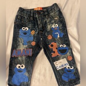 Size 12 month custom Cookie Monster jeans.